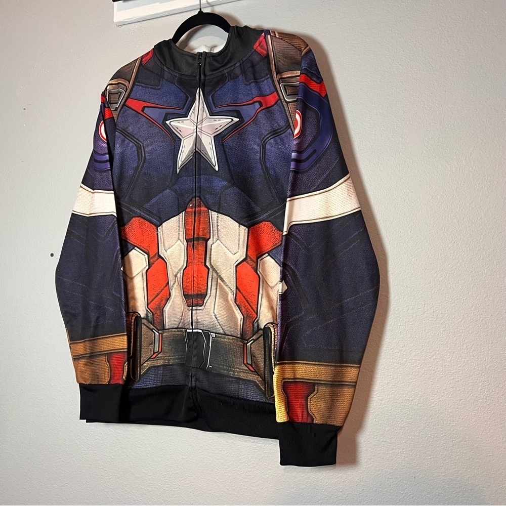 Marvel Captain America Full Zip Sweatshirt Jacket Facemask Costume Size Large